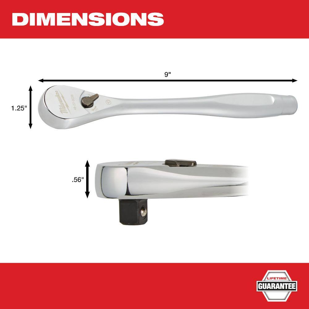 MW 38 in. Metric Low Profile 6-Point Sockets with FOUR FLAT Sides and 38 in. Drive Ratchet (11-Piece) 48-22-9503-48-22-9038