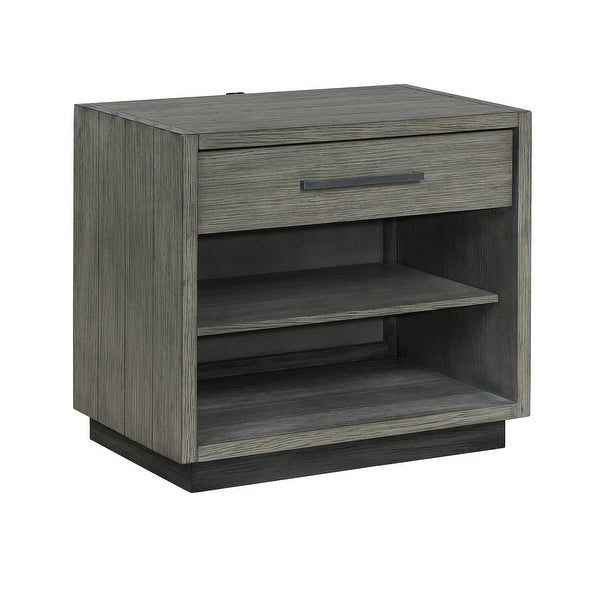 Ventura Grey Oak 3-piece Storage Bedroom Set with 2 Nightstands - - 34951232