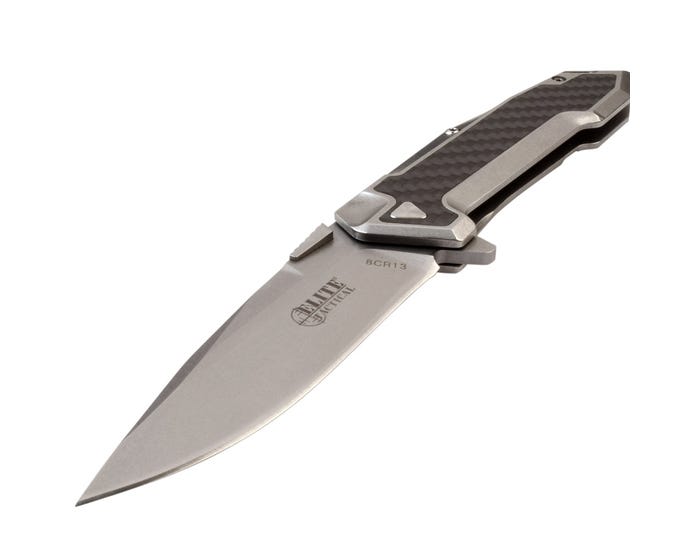 Elite Tactical 1018SW Carbon Fiber Folding Knife - Light SW Plain ET-1018SW