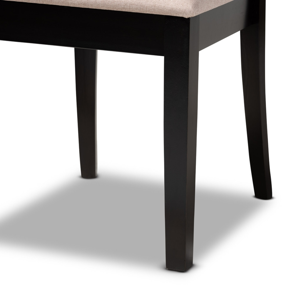 Minette Sand Upholstered Espresso Brown Finish 2 Piece Wood Dining Chair Set Set   Transitional   Dining Chairs   by Ezmod Furniture  Houzz