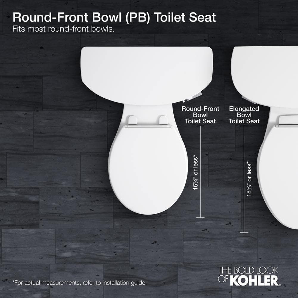 KOHLER Cachet LED Nightlight Round Quiet Closed Front Toilet Seat in Biscuit