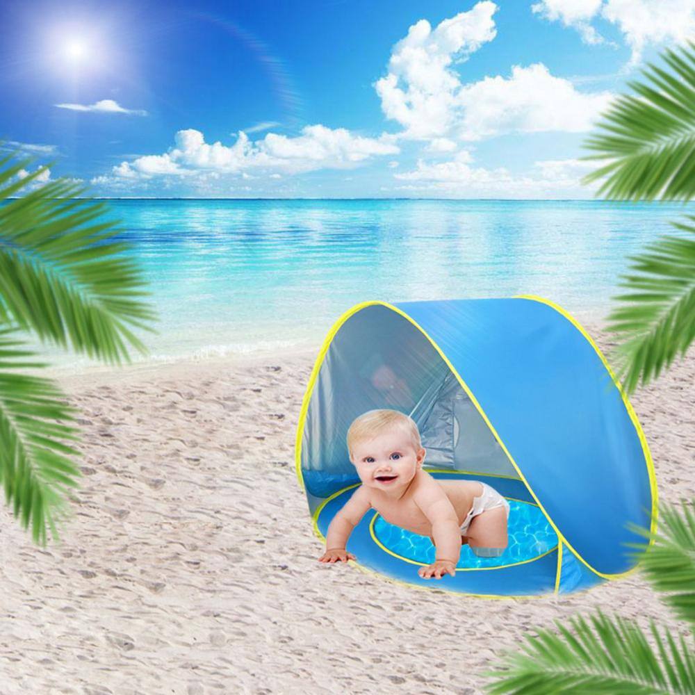 Aoibox 1-Person Yellow Shark Cute Babies Beach Tent Holiday Shade Splash Tent for Babies HDDB1346