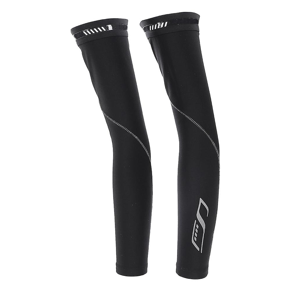 Cycling Sun Protection Fleece Arm Warmers Outdoor Sports Arm Sleeves Cover Black (L/XL)