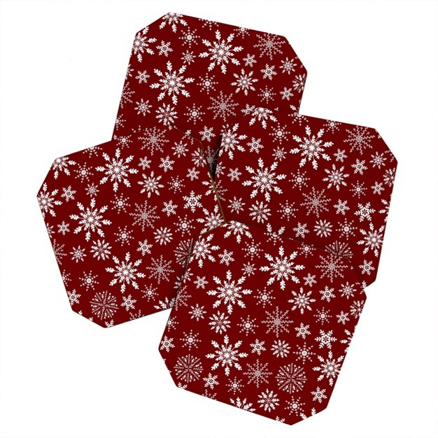 Iveta Abolina Silent Night Red Coaster Set deny Designs