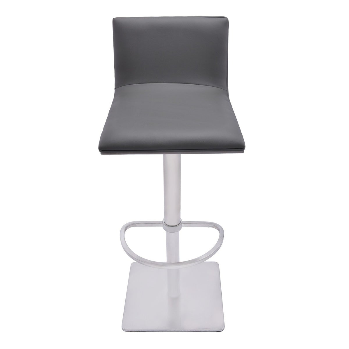 Leatherette Padded Barstool with Adjustable Metal Tubular Support， Gray - 30 H x 19 W x 17 L