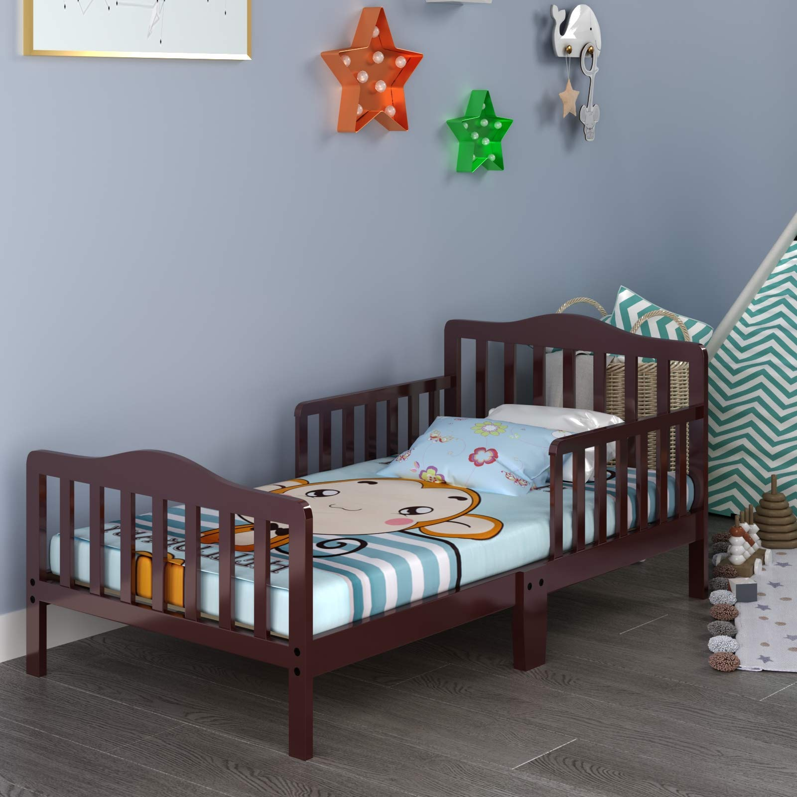 Costzon Toddler Bed, Classic Rubber Wood Kids Bed Frame