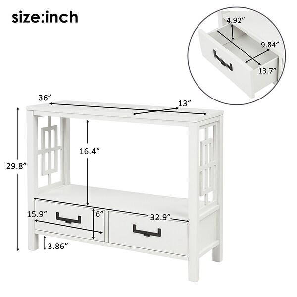 Wood Console Table With 2 Bottom Drawers，Narrow Entrance Table