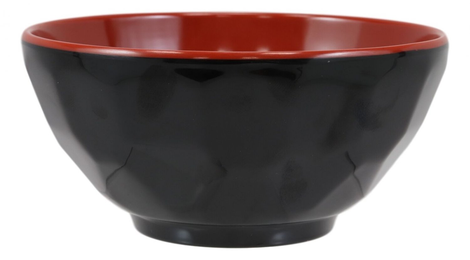 1 Contemporary Ridged Red Black Melamine Small 8oz Rice Miso Soup Bowl Set Of 6 EBR02