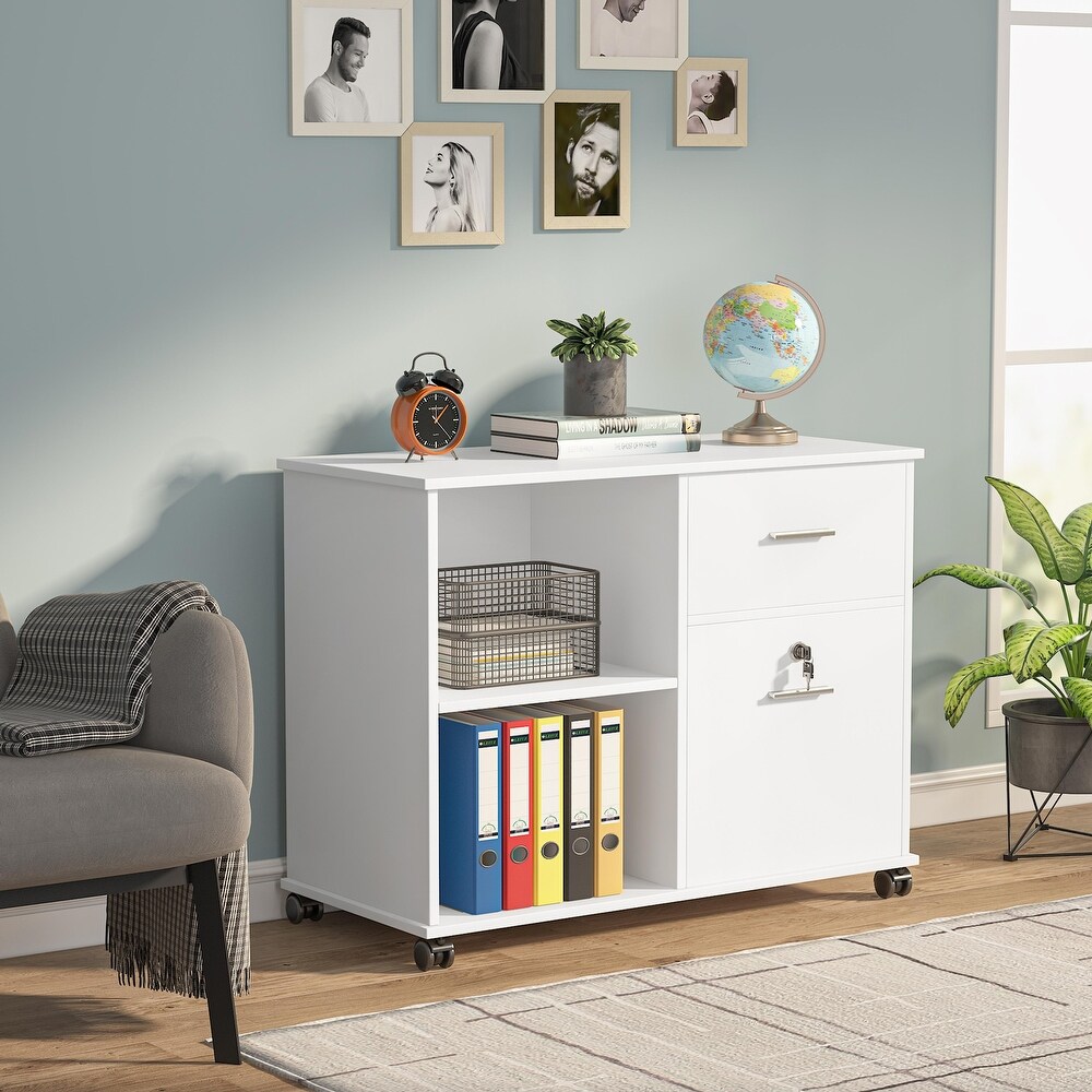 Mobile File Cabinet with Drawer and Lock  Letter Size