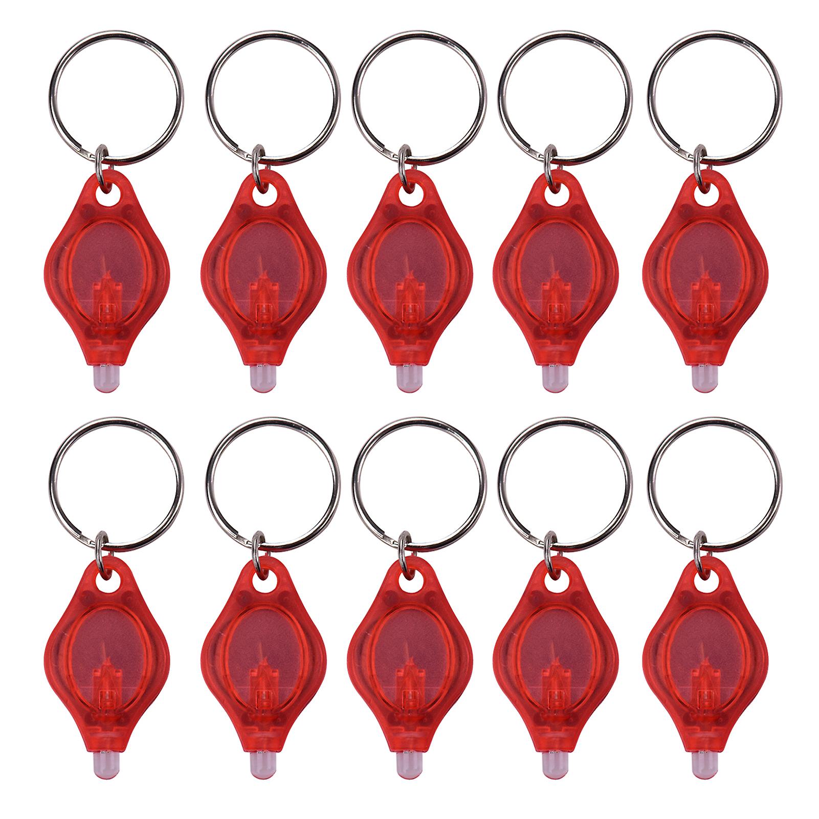 10 Pcs Mini Portable Led Light Flashlight Keychain Ultra Bright Key Ring Emergency Camping Lamp Light Torch Red 10 Pcs