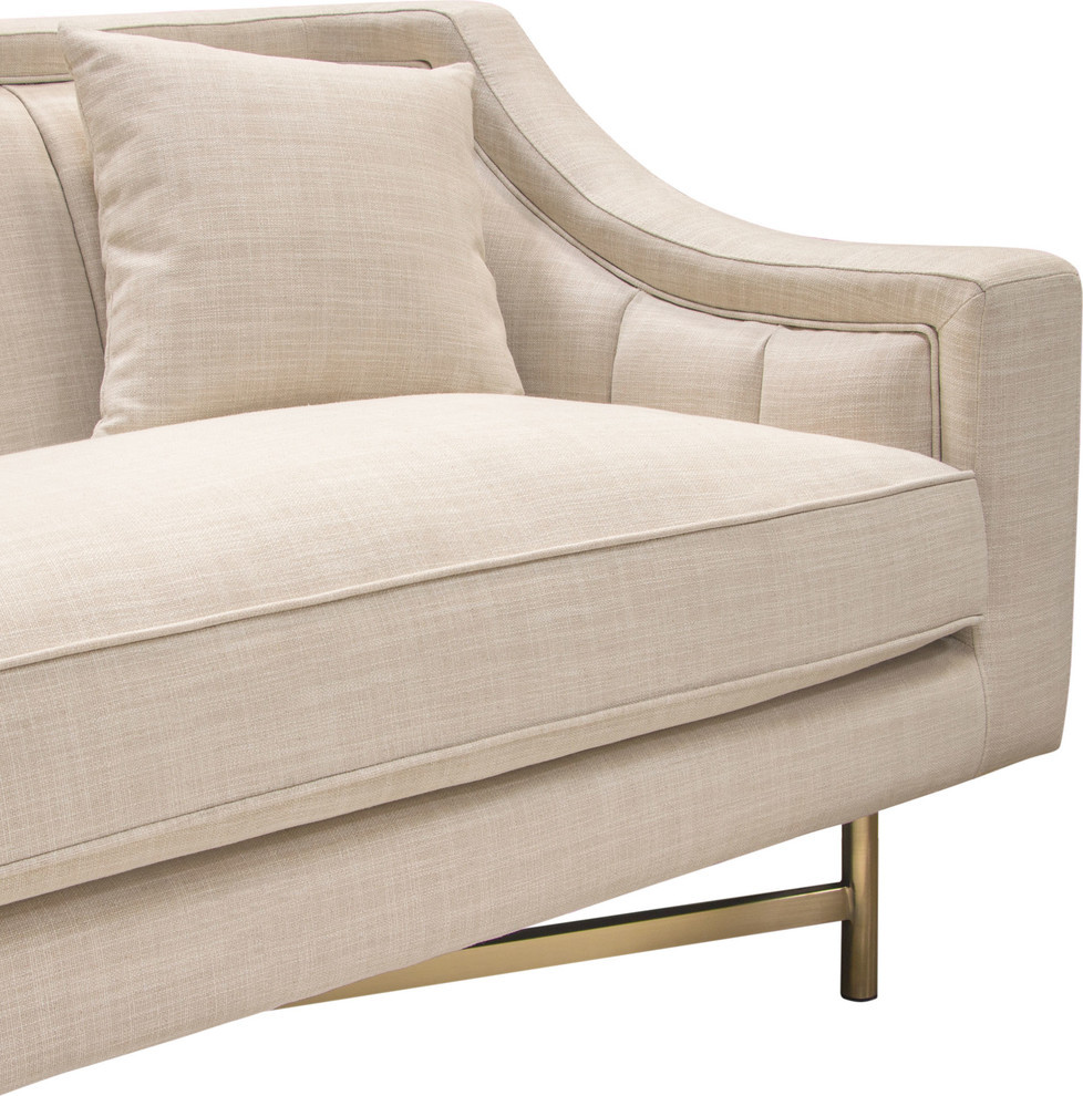 Diamond Sofa Croft Fabric Sofa  Sand Linen Fabric  Gold Metal Criss Cross Frame   Contemporary   Sofas   by GwG Outlet  Houzz