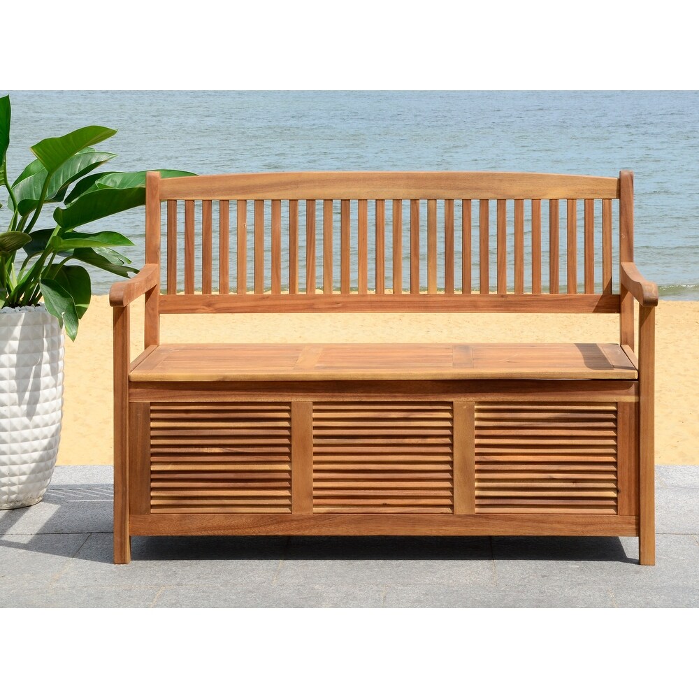 SAFAVIEH Outdoor Living Brisbane Brown Storage Bench   50\