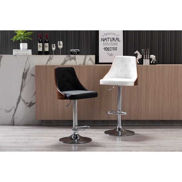 Porthos Home Trey Bar Stool， PU Leather， Chrome Base