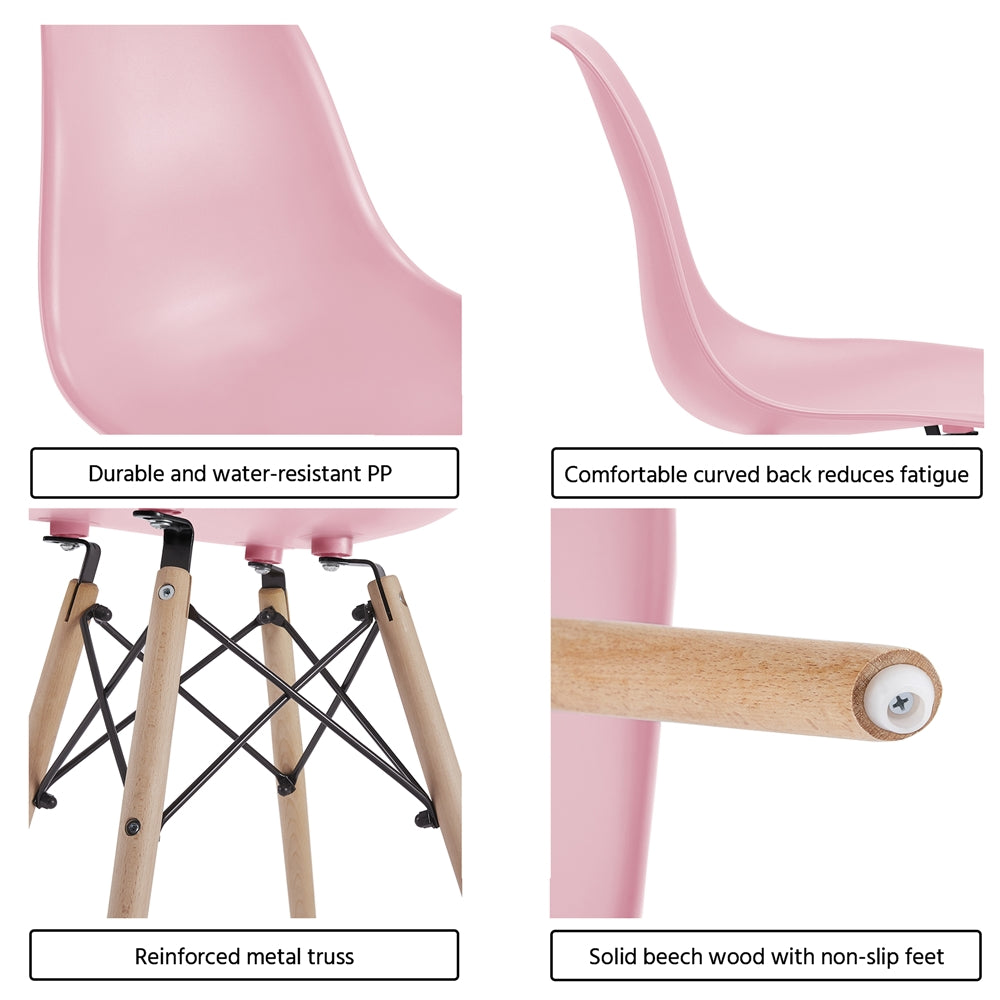 Topeakmart Set of 4 Modern Style Dining Chairs for Kitchen Dining Bedroom Living Room Pink