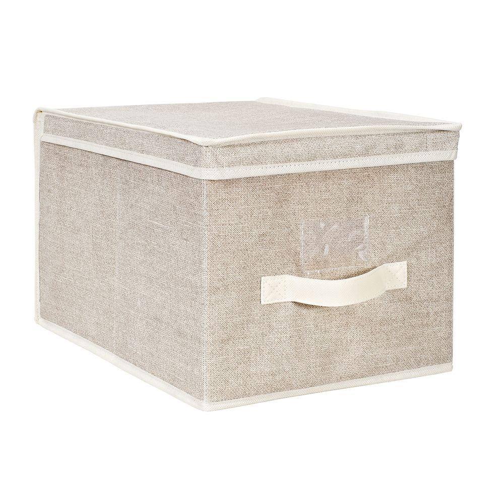 Simplify 10 in. H x 16 in. W x 12 in. D Beige Plastic Cube Storage Bin 25421-FEJ