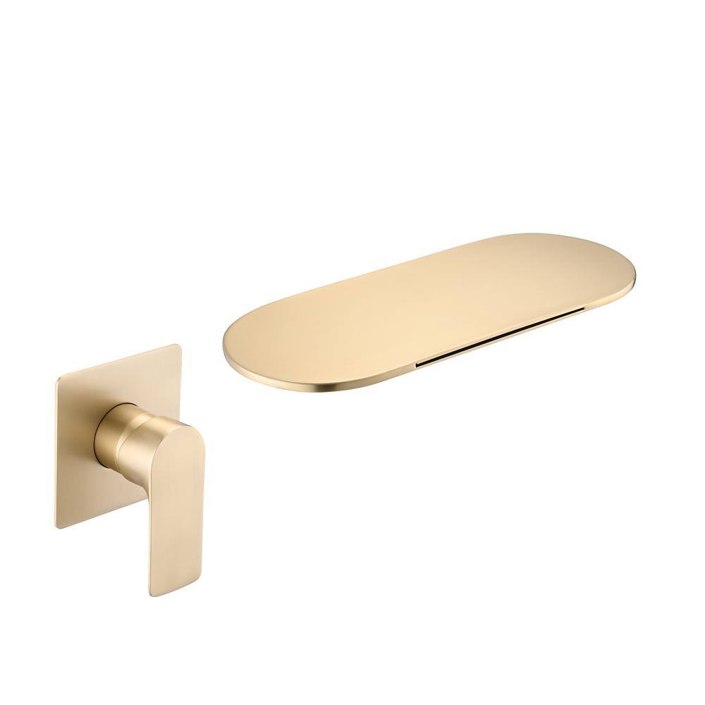 Magic Home Single-Handle Wall Mounted Bathroom Waterfall Sink and Tub Faucet in Brushed Gold CS-W121749827