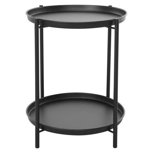 2Tier Metal Round Side Table for Outdoor and Indoor Use