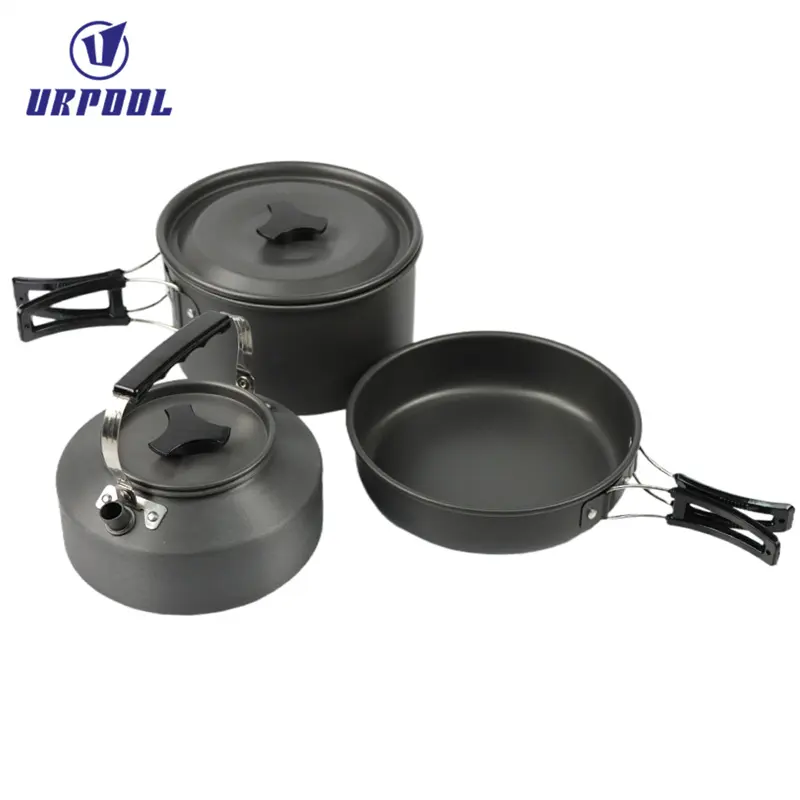 Foldable Outdoor pan Tableware Family Travel Picnic Cooker Team Hiking Equipment Set Non Stick Pot Pan for Backpacking Outdoor