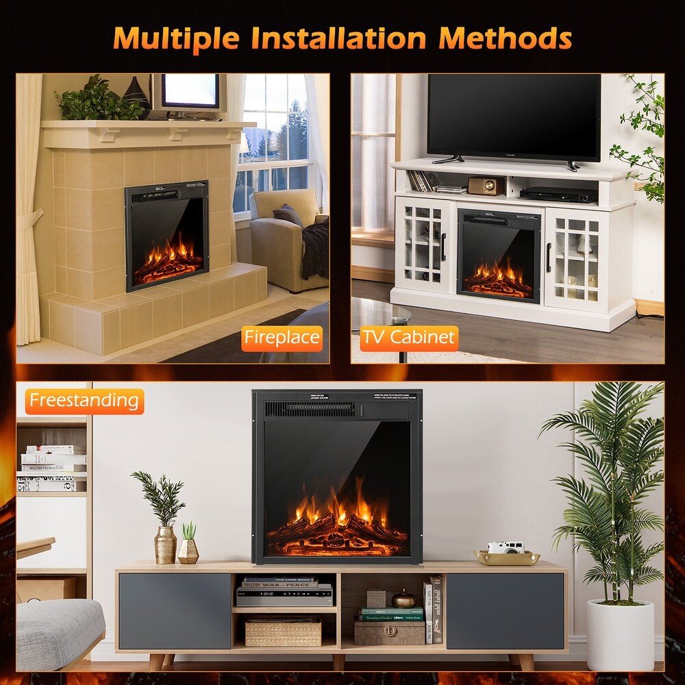 Costway 22.5'' Electric Fireplace Heater Inserts Recessed Ultra Thin   See Details