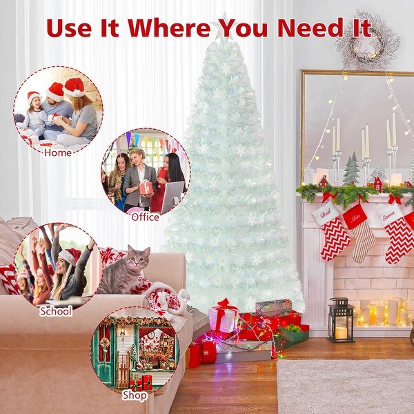 Costway 5FT/6FT/7FT PreLit Fiber Optic Christmas Tree Decor