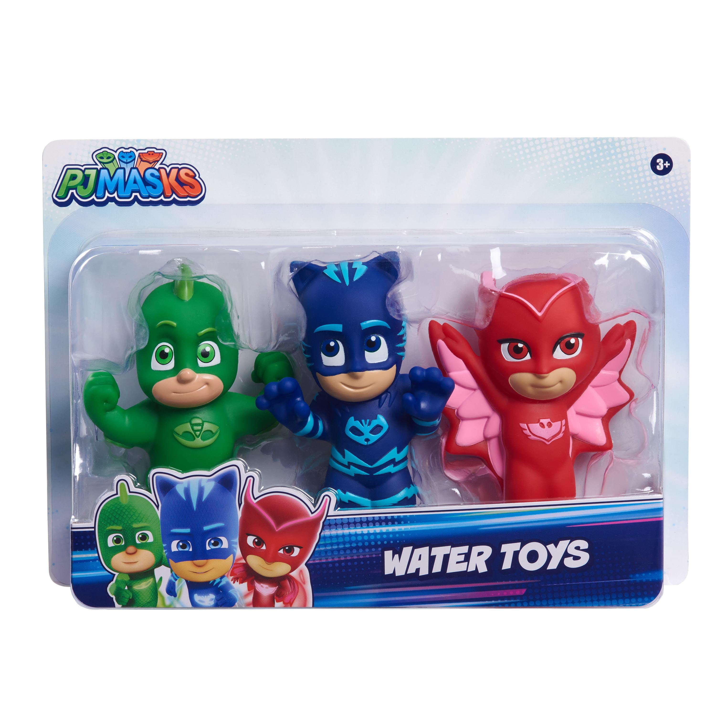 PJ Masks Bath Toy Set， Includes Catboy， Gekko， and Owlette Water Toys for Kids，  Kids Toys for Ages 3 Up， Easter Basket Stuffers and Small Gifts