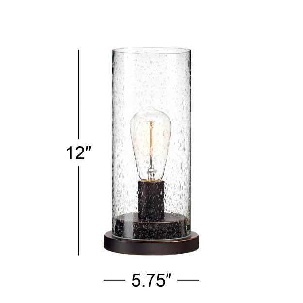 High Bronze Metal Led Seedy Glass Cylinder Shade For Bedroom Bedside Nightstand Office House