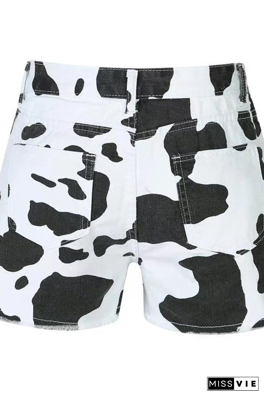 Cow Print High Waist Denim Shorts