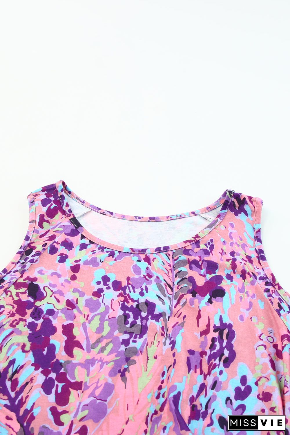 Multicolor Lavender Floral Print Cold Shoulder Blouse