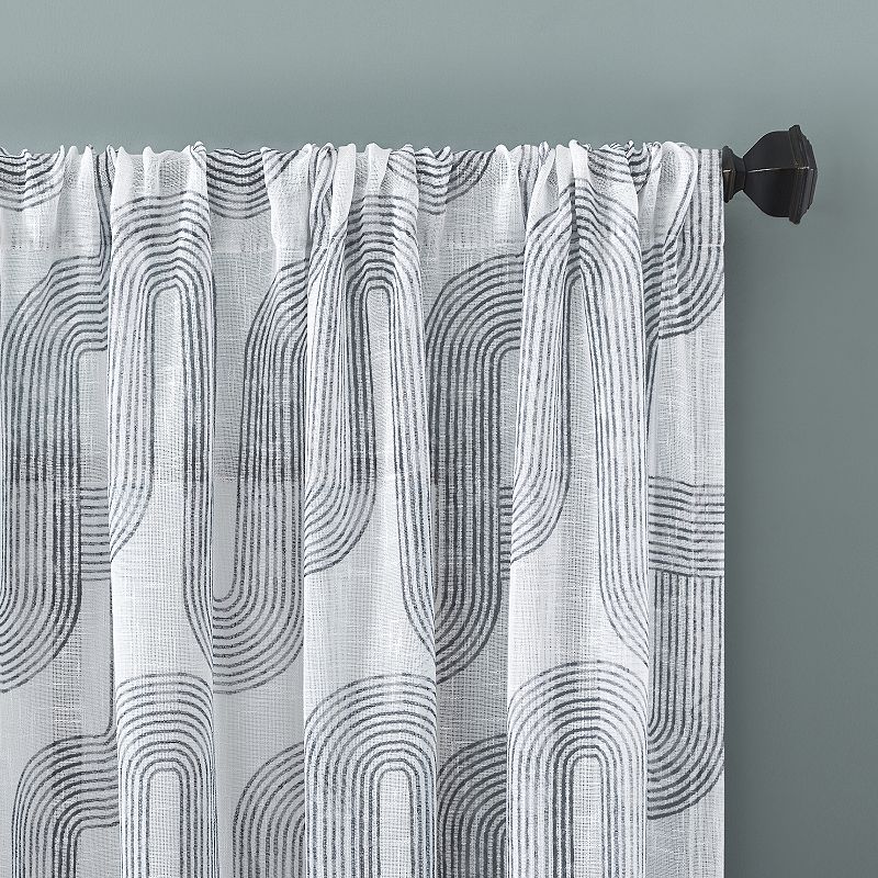 Archaeo Art Deco Curves Linen Blend Window Curtain