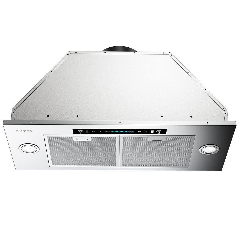 HisoHu 30 in 900 CFM Ducted Insert with Light and Hand Motion Control Range Hood in Stainless Steel