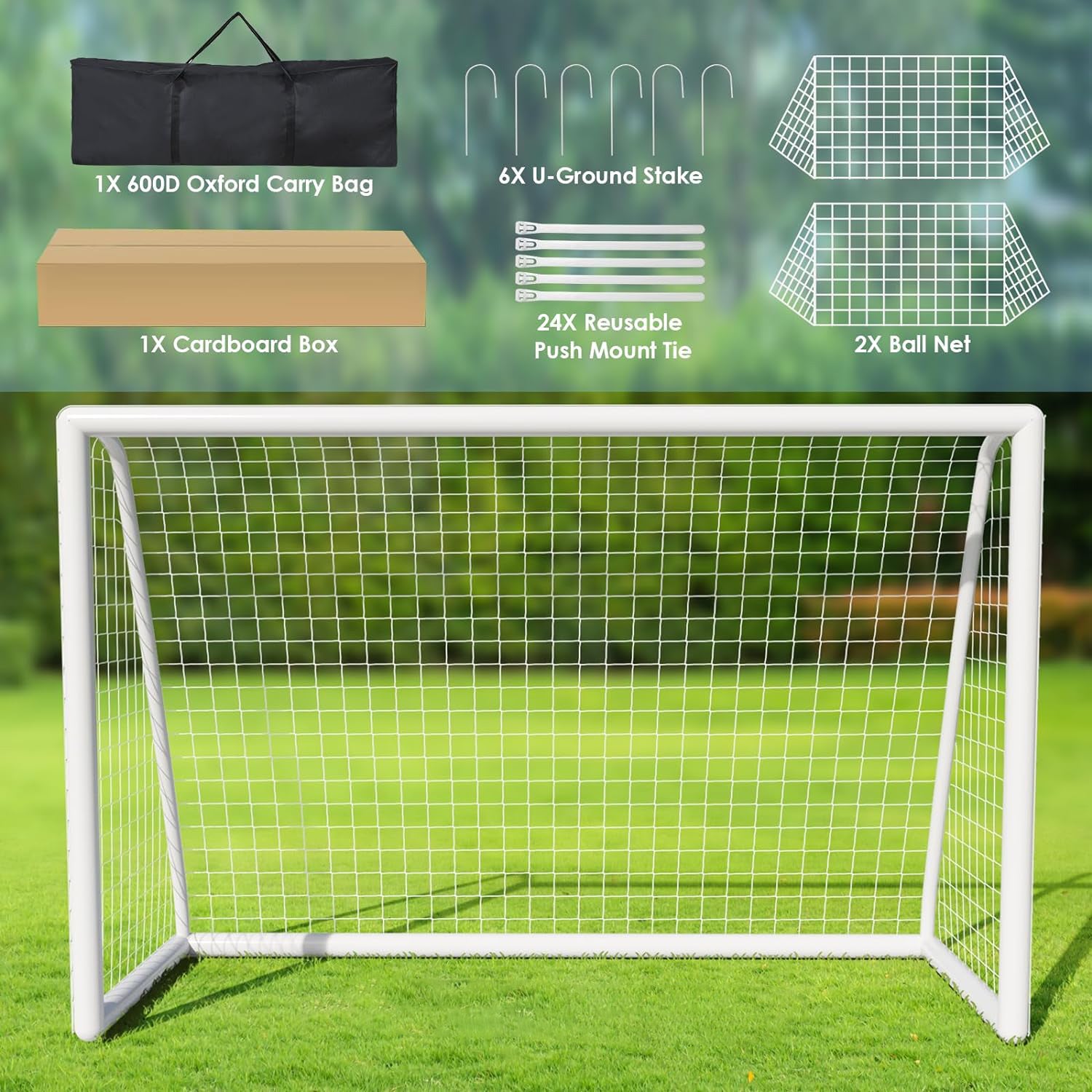 10x6.5FT Backyard Soccer Goal Set, Youth Soccer Goal with Rainproof UPVC Frame for Kids and Adults