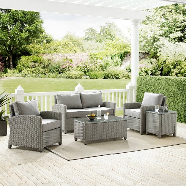 5pc Bradenton Outdoor Steel Conversation Set Gray Crosley