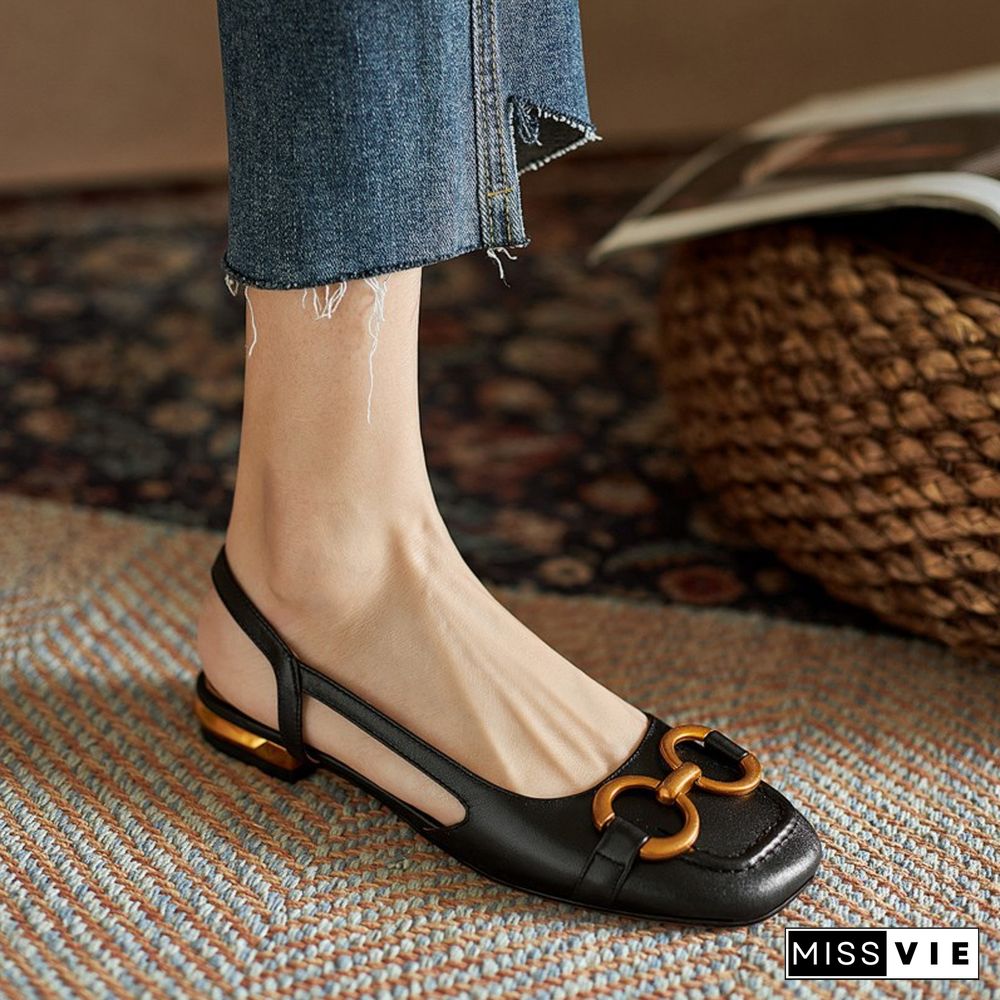 Fashion Women Sandals Elegant Casual Shoes For Woman Slip On Ladies Flats Office Party Square Heels Sandals Zapatos Mujer