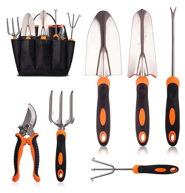7PCS Stainless Steel Heavy Duty Garden Tools Set with Storage Tote Bag