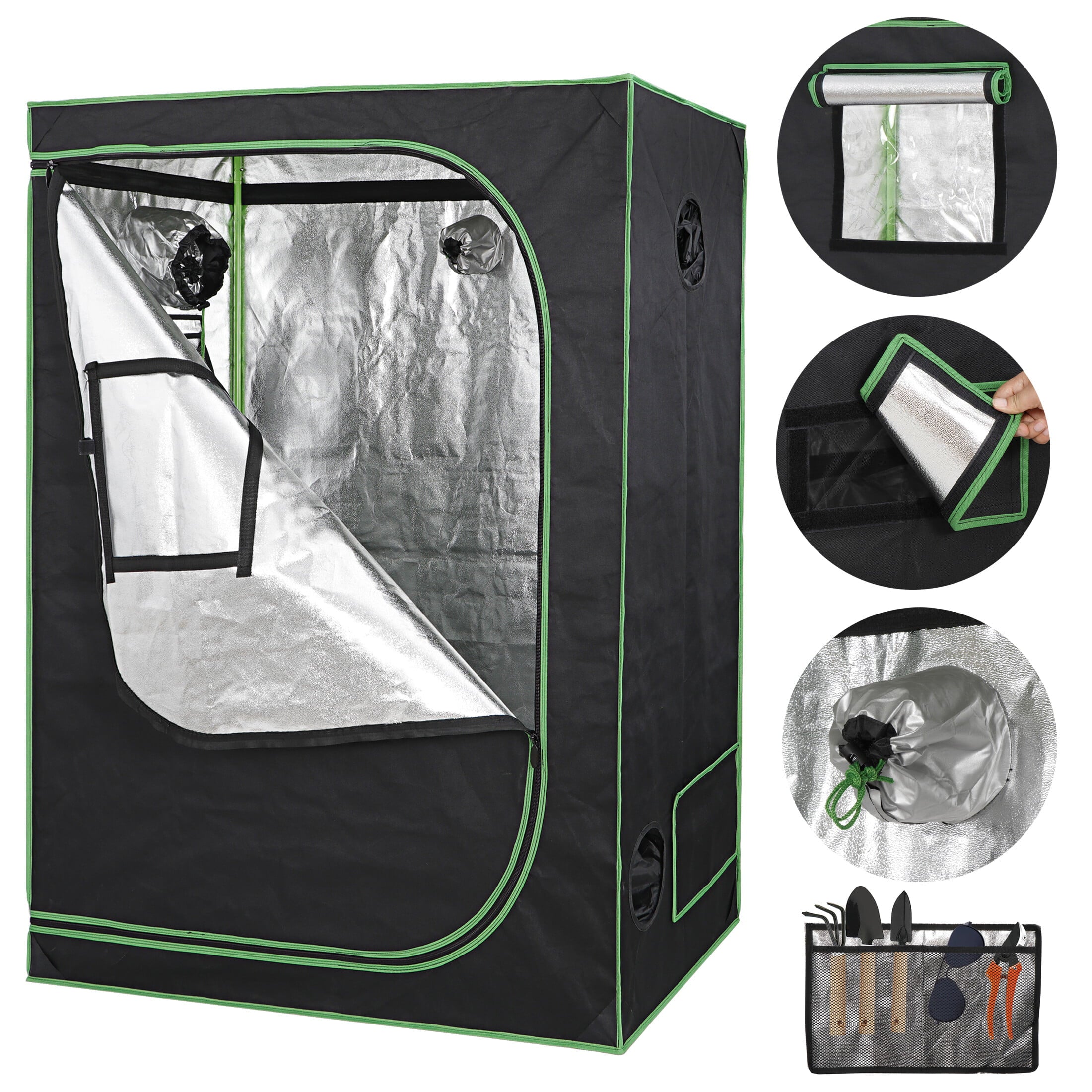 HomGarden 48'' L x 24'' W x 60'' H Indoor Hydroponic Grow Tent High Reflective Mylar W/ Observation Window， Floor Tray