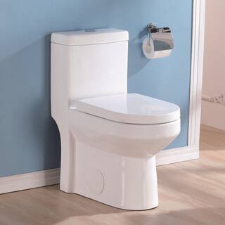 HOROW 10 in. Rough-In 1-piece 0.81.28 GPF Dual Flush Round Toilet in White Seat Included HR-0310