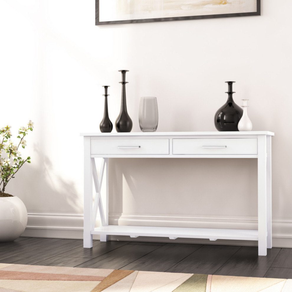 Kitchener Solid Wood 47 quotContemporary Console Sofa Table   Transitional   Console Tables   by Simpli Home Ltd.  Houzz