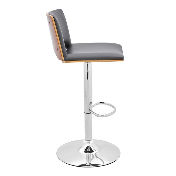 Thierry Adjustable Swivel Faux Leather and Metal Bar Stool