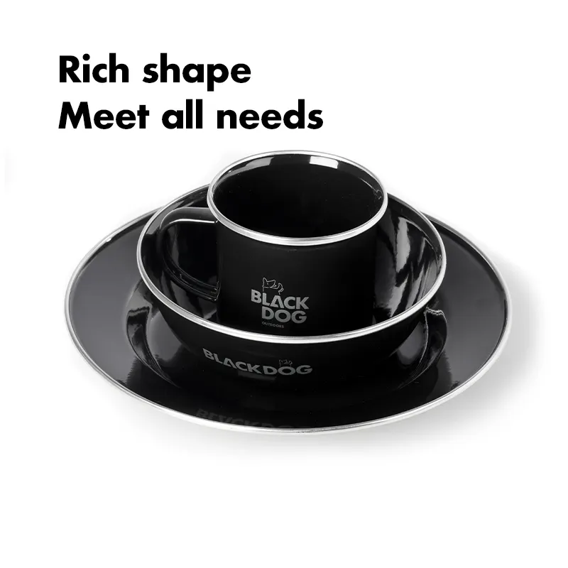 BlackDog outdoor enamel bowl plate cup outdoor picnic barbecue utensils portable