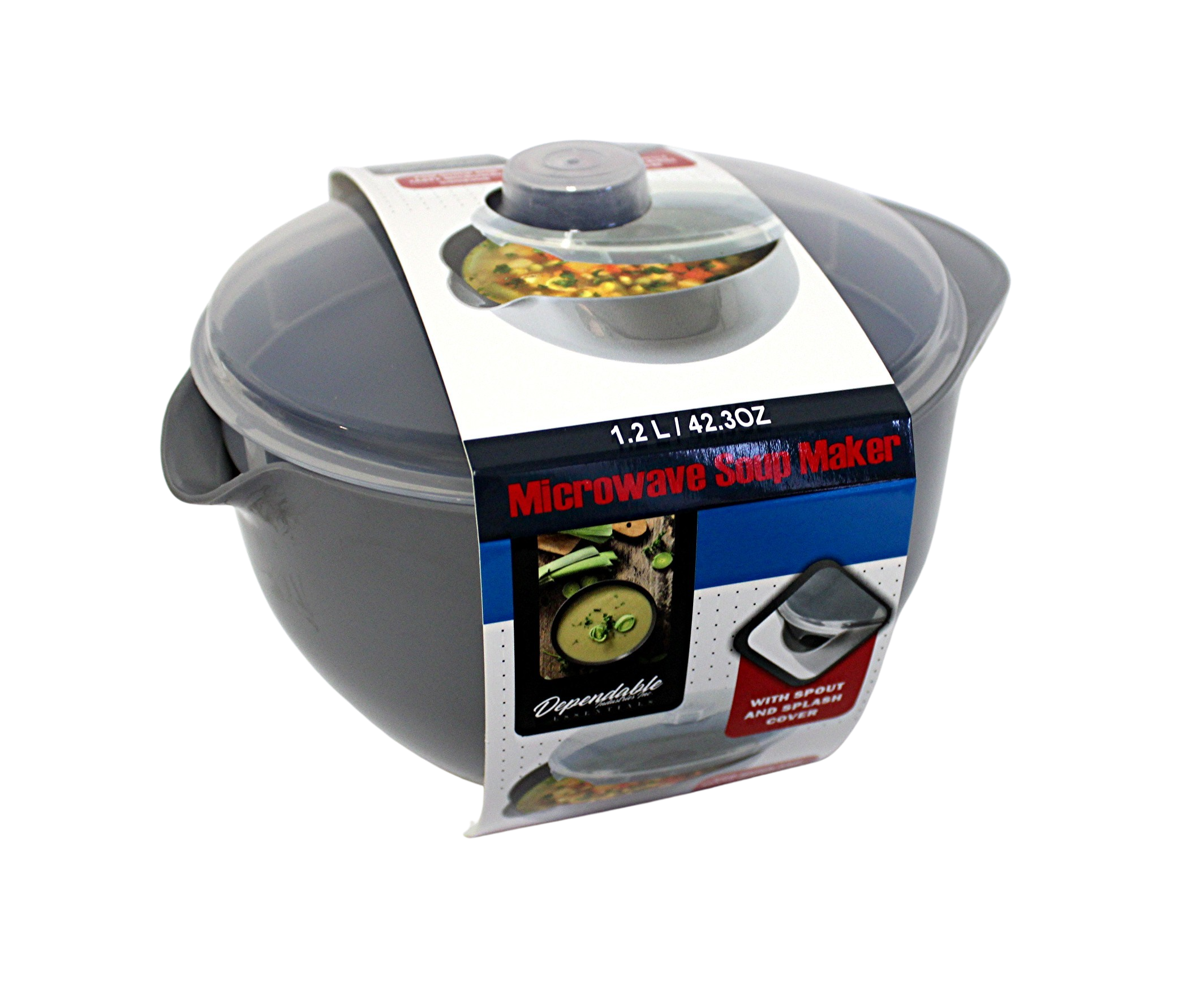 Microwave Soup and Stew Maker Microwave Bowl with Spout and Splash Cover 1.2 Liter