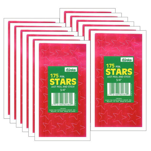 Eureka EU 82464 12 Stickers Foil Stars .75In  Red ...