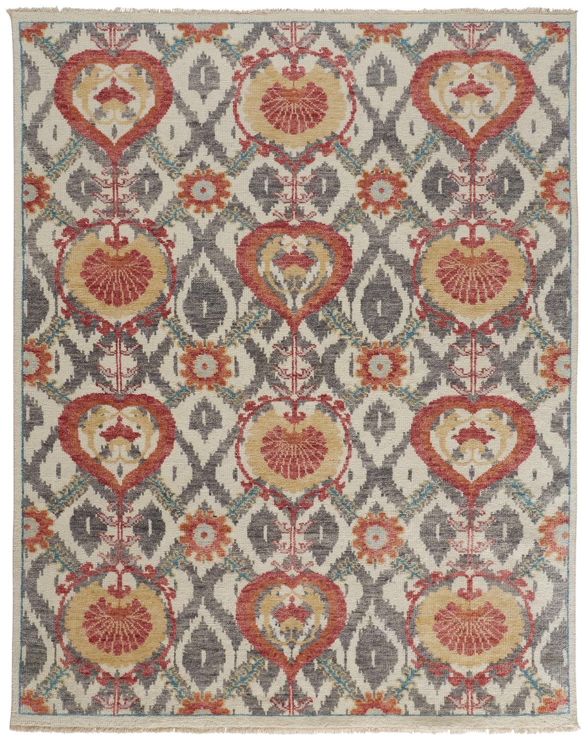 Bennet Hand Knotted Orange and Gray Rug by BD Fine