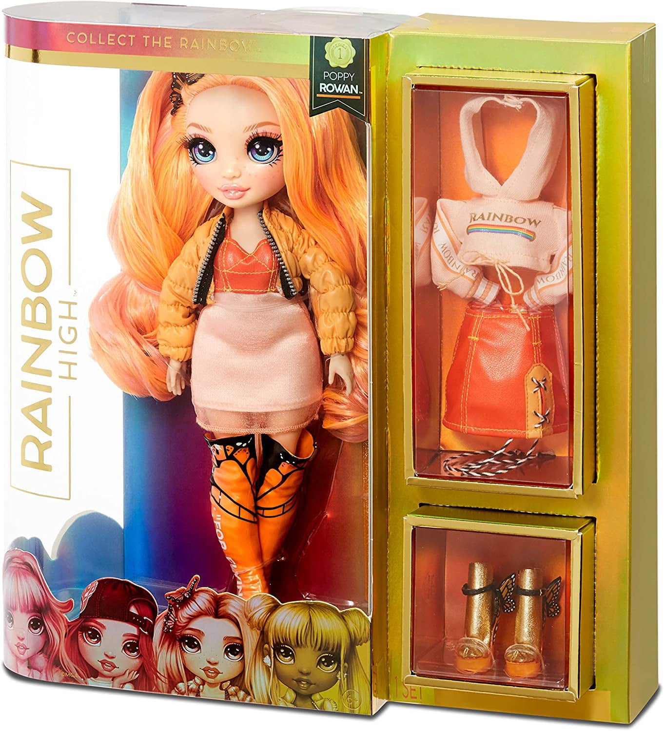 Rainbow Surprise Rainbow High Poppy Rowan - Orange Clothes Fashion Doll with 2 Complete Mix & Match Outfits and Accessories, Toys for Kids 6 to 12 Years Old,1 x 1 x 1 inches