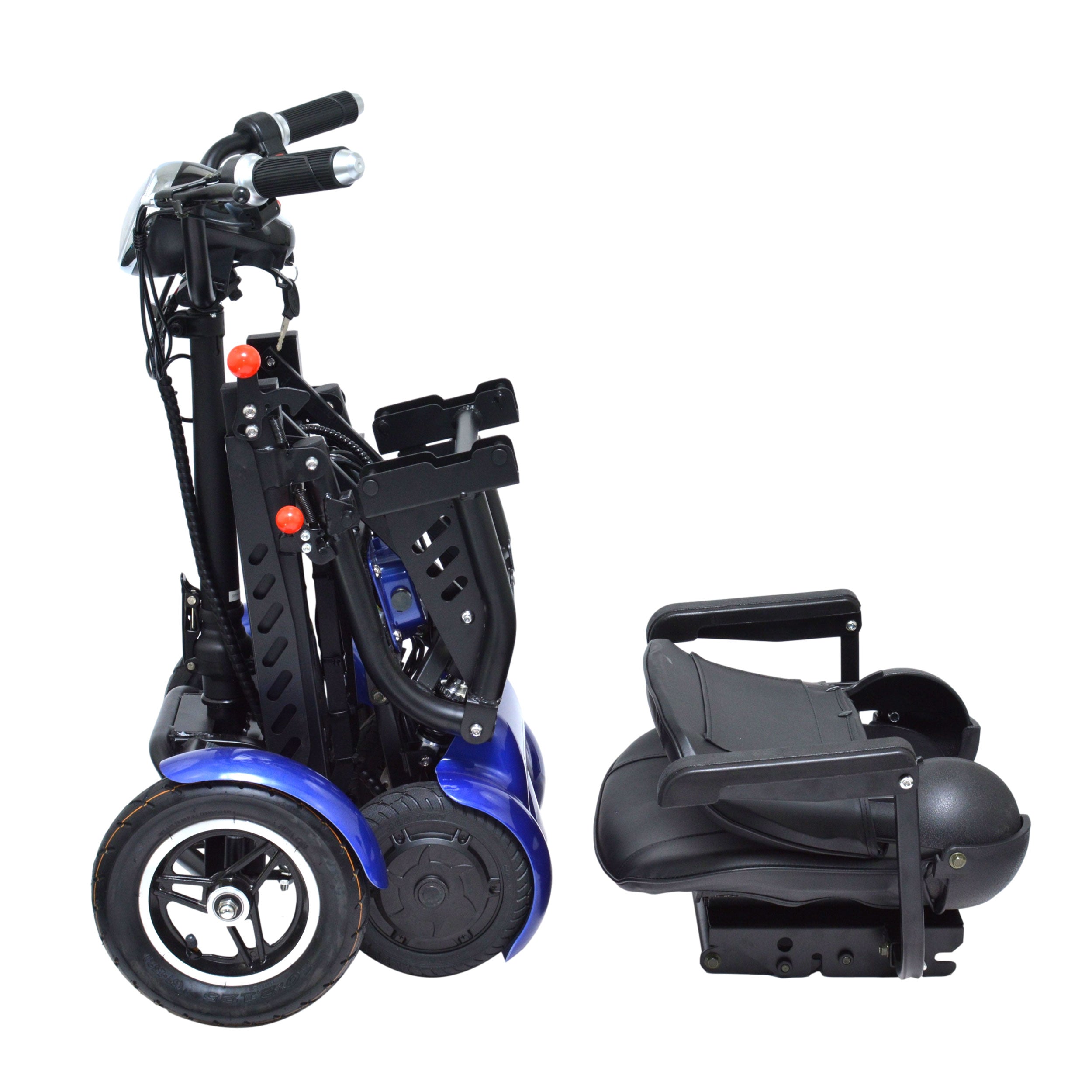 Smart Lightweight Electric Mobility Scooter, Easy Travel Wide Seat - Blue