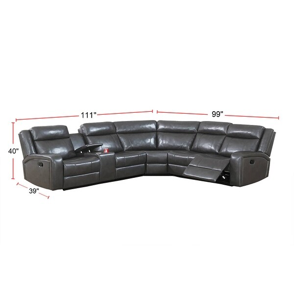 3 Pieces Gel Leatherette Manual Reclining Sectional