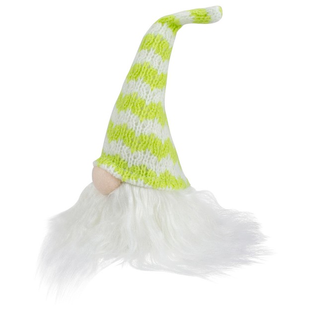 Lime Green And White Striped Hat Spring Gnome