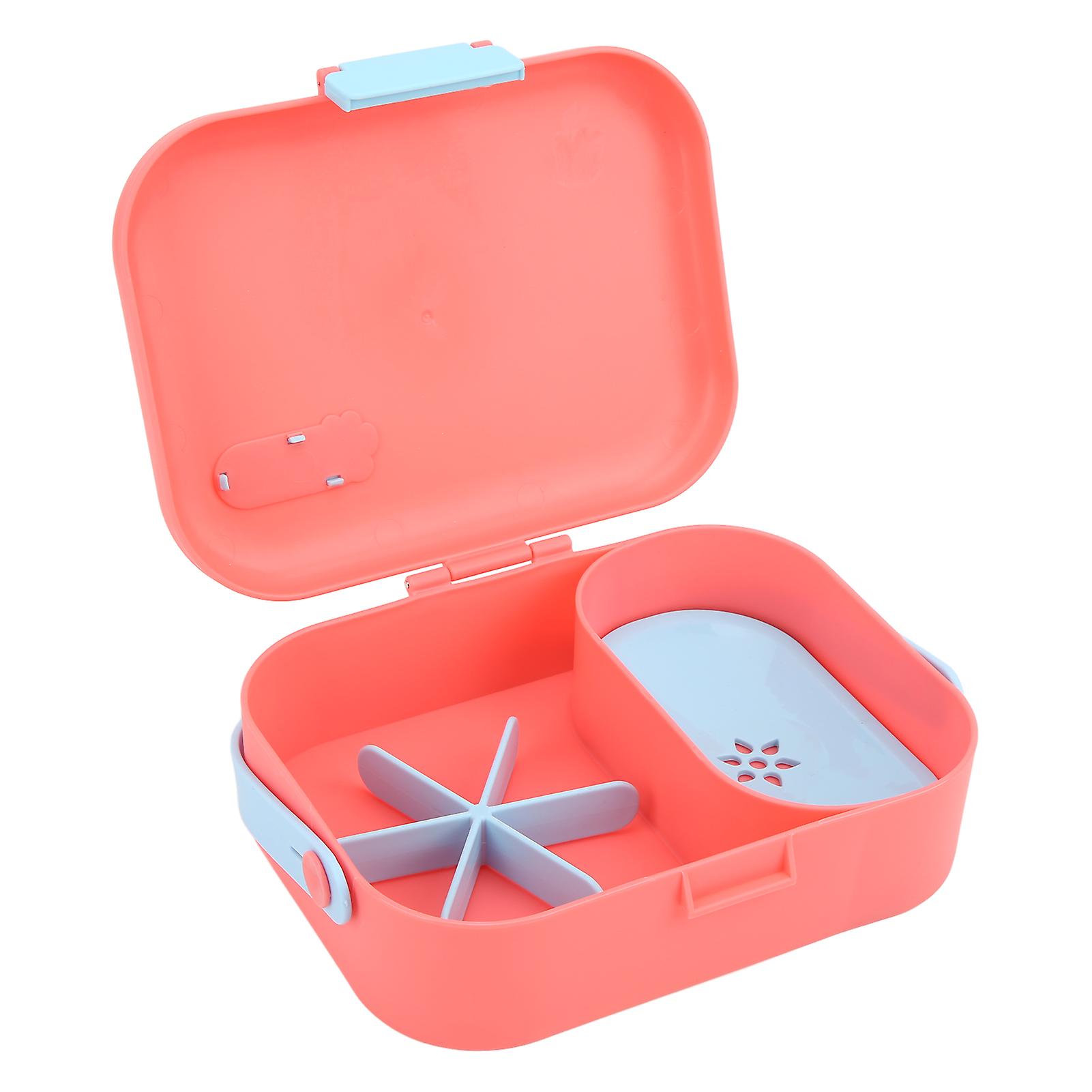 Pet Food Box Double Layer Pp Toxic Free Prevent Leakage Carrying Dog Bento Box For Outdoor Travelpink