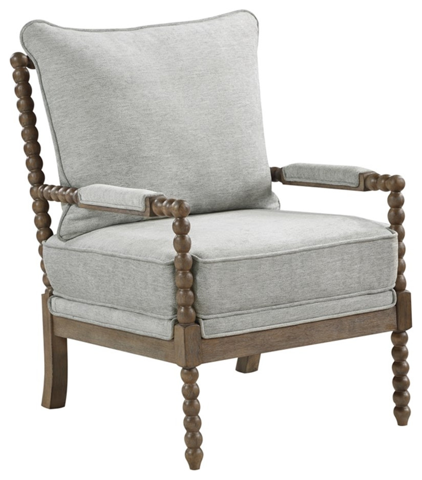 Home Square 2 Piece Linen Fabric Spindle Chair Set with Wood Frame in Smoke Gray   Traditional   Armchairs And Accent Chairs   by Homesquare  Houzz