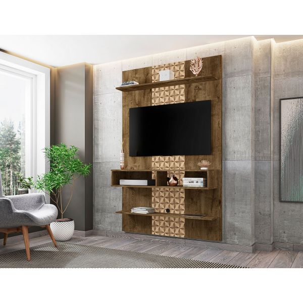 Libra Long Floating 45.35 Entertainment Center in Rustic Brown and 3D