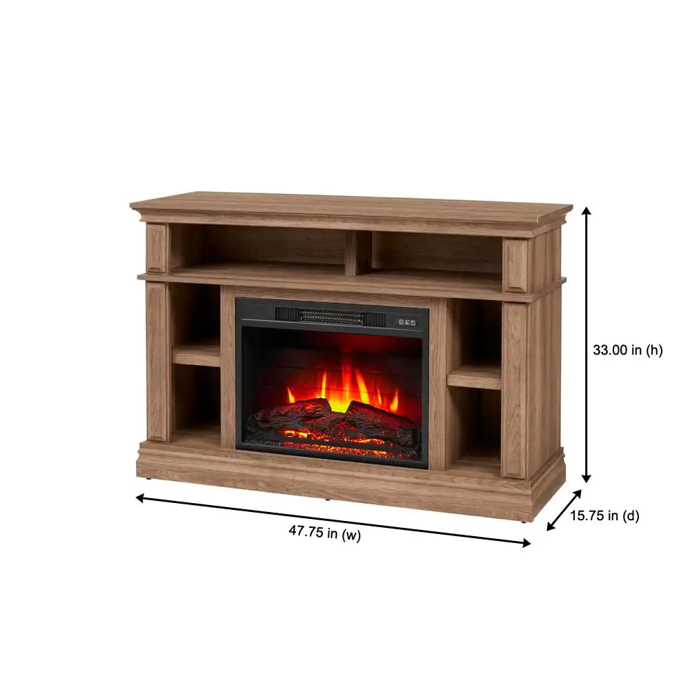 StyleWell HDFP48-45AE Wolcott 48 in. Media Console Electric Fireplace in Prairie Ash